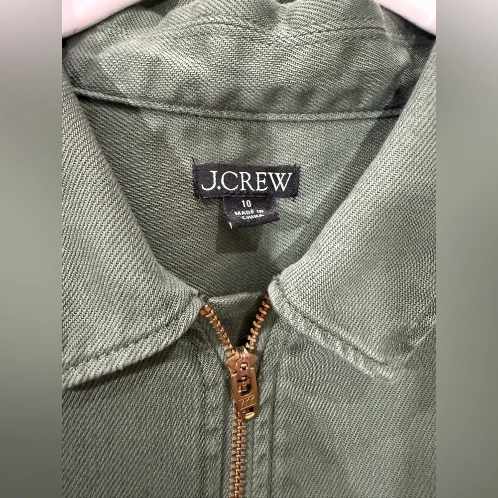 J. Crew Olive Green Zip-Front Utility Mini Dress